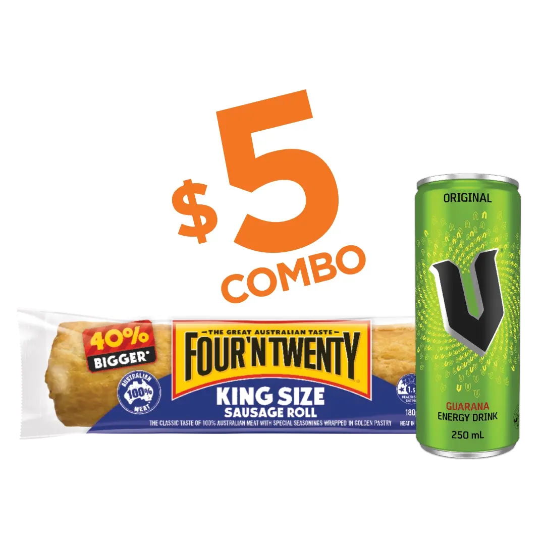 Four’N Twenty King Size Sausage Roll and V Varieties 250mL