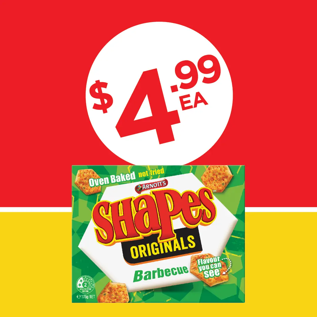 Arnott's Shapes Varieties 175g-190g Arnott's Shapes Varieties 175g-190g