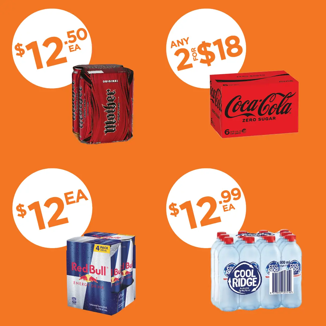 Mother, Coca-Cola, Red Bull, Coo Ridge Mother, Coca-Cola, Red Bull, Coo Ridge