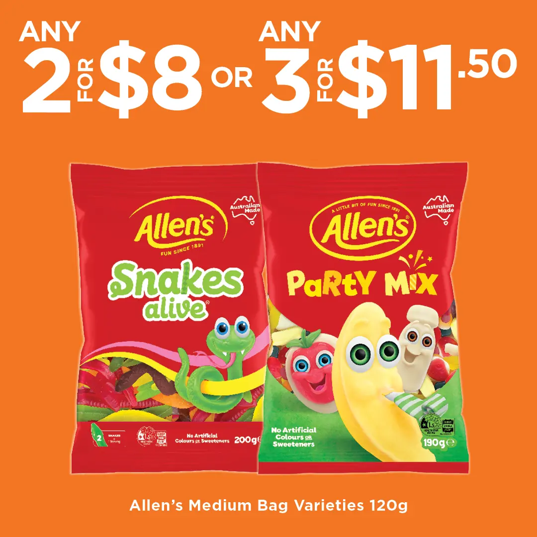 Allen's Medium Bag Varieties 120g-200g Allen's Medium Bag Varieties 120g-200g