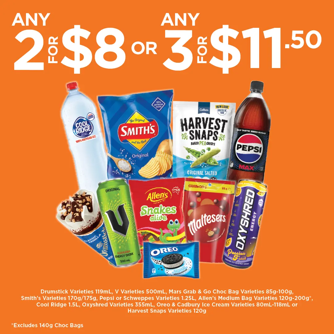 Any 2 for $8 or Any 3 for $11.50 Any 2 for $8 or Any 3 for $11.50