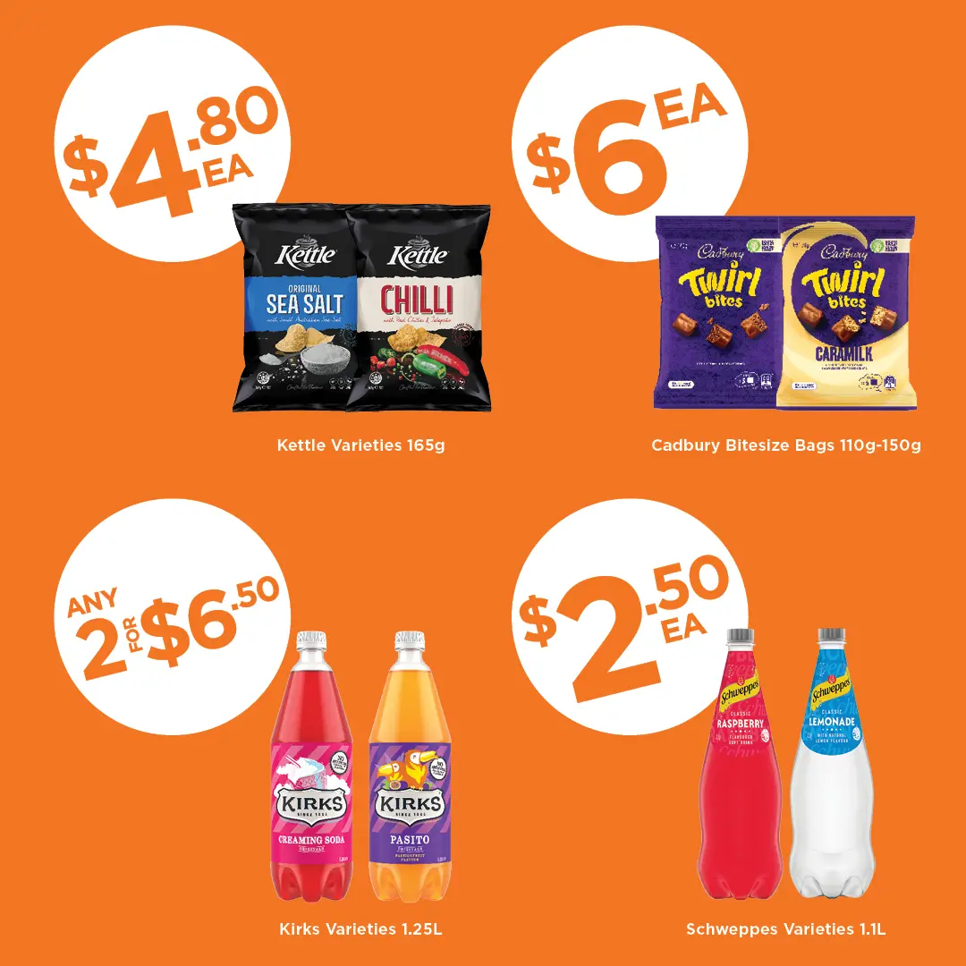 Kettle, Cadbury, Kirks, Schweppes Kettle, Cadbury, Kirks, Schweppes