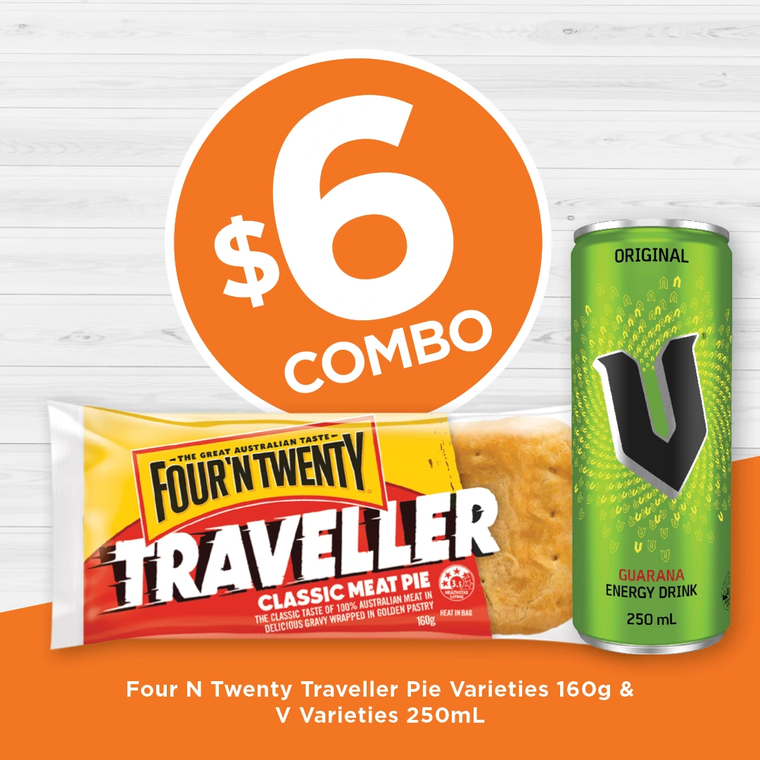 Four N Twenty Traveller Pie Varieties 160g & V Varieties 250mL Four N Twenty Traveller Pie Varieties 160g & V Varieties 250mL