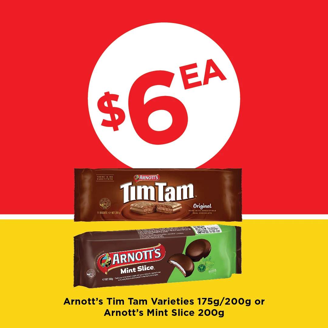 Arnott's Tim Tam Varieties 175g200g or Arnott's Mint Slice 200g Arnott's Tim Tam Varieties 175g200g or Arnott's Mint Slice 200g