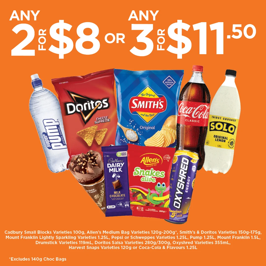 Any 2 for $8 or Any 3 for $11.50