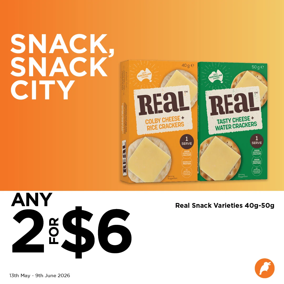 Any 2 Real Snack for $6 Any 2 Real Snack for $6