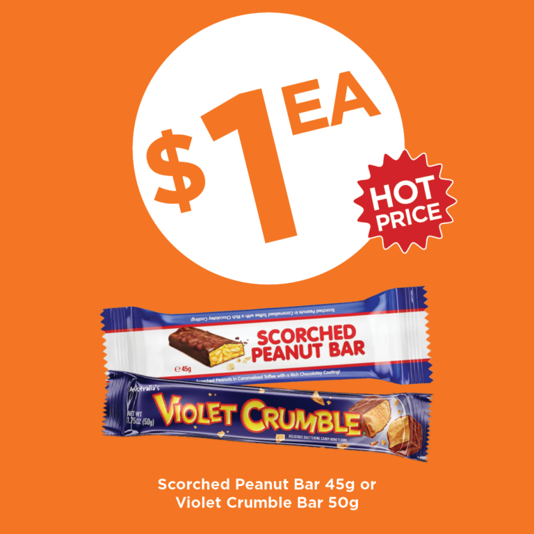 Scorched Peanut Bar 45g or Violet Crumble Bar 50g