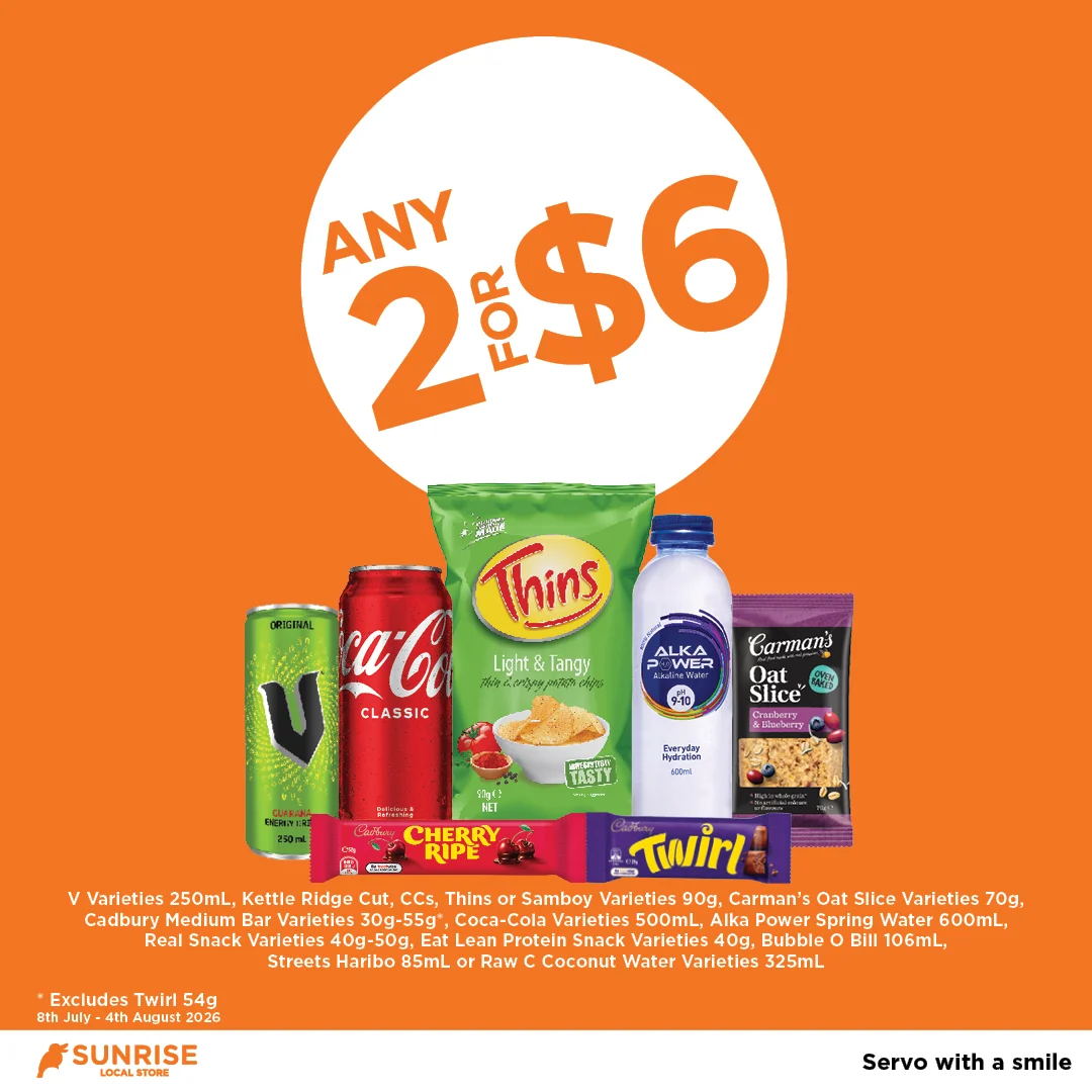 2 for $6 mixed snacks drinks 2 for $6 mixed snacks drinks