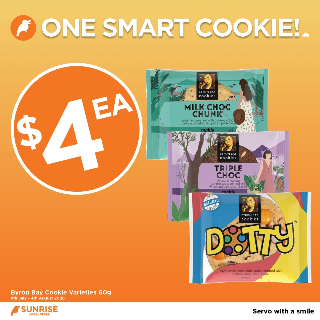 Byron Bay Cookie Varieties 60g Byron Bay Cookie Varieties 60g
