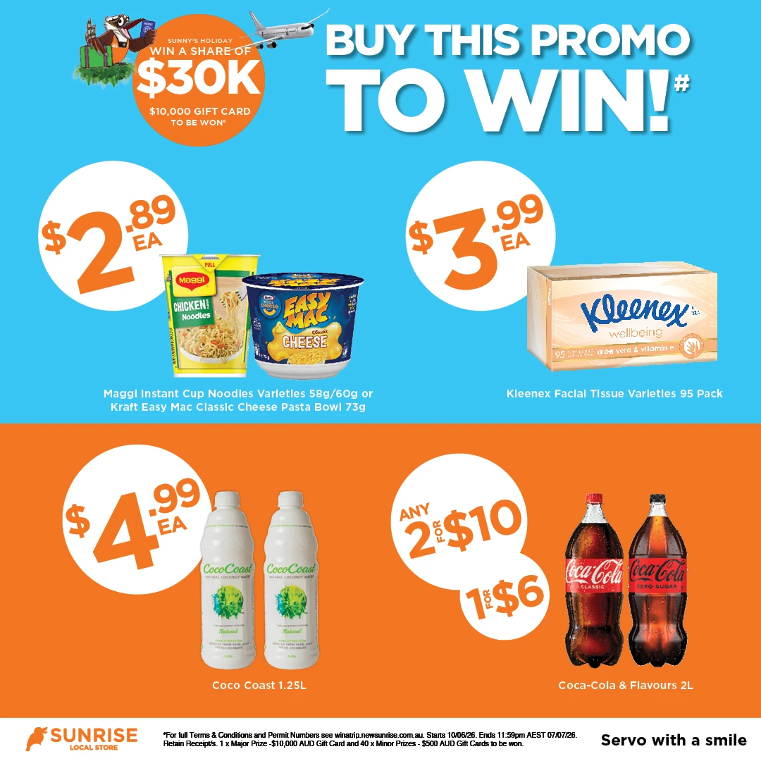 Maggi Instant Cup Noodles Varieties 58g/60g or Kraft Easy Mac Classic Cheese Pasta Bowl 73g, Kleenex Facial Tlssue Varletles 95 Pack, Coco Coast 1.25L, Coca-Cola & Flavours 2L Maggi Instant Cup Noodles Varieties 58g/60g or Kraft Easy Mac Classic Cheese Pasta Bowl 73g, Kleenex Facial Tlssue Varletles 95 Pack, Coco Coast 1.25L, Coca-Cola & Flavours 2L