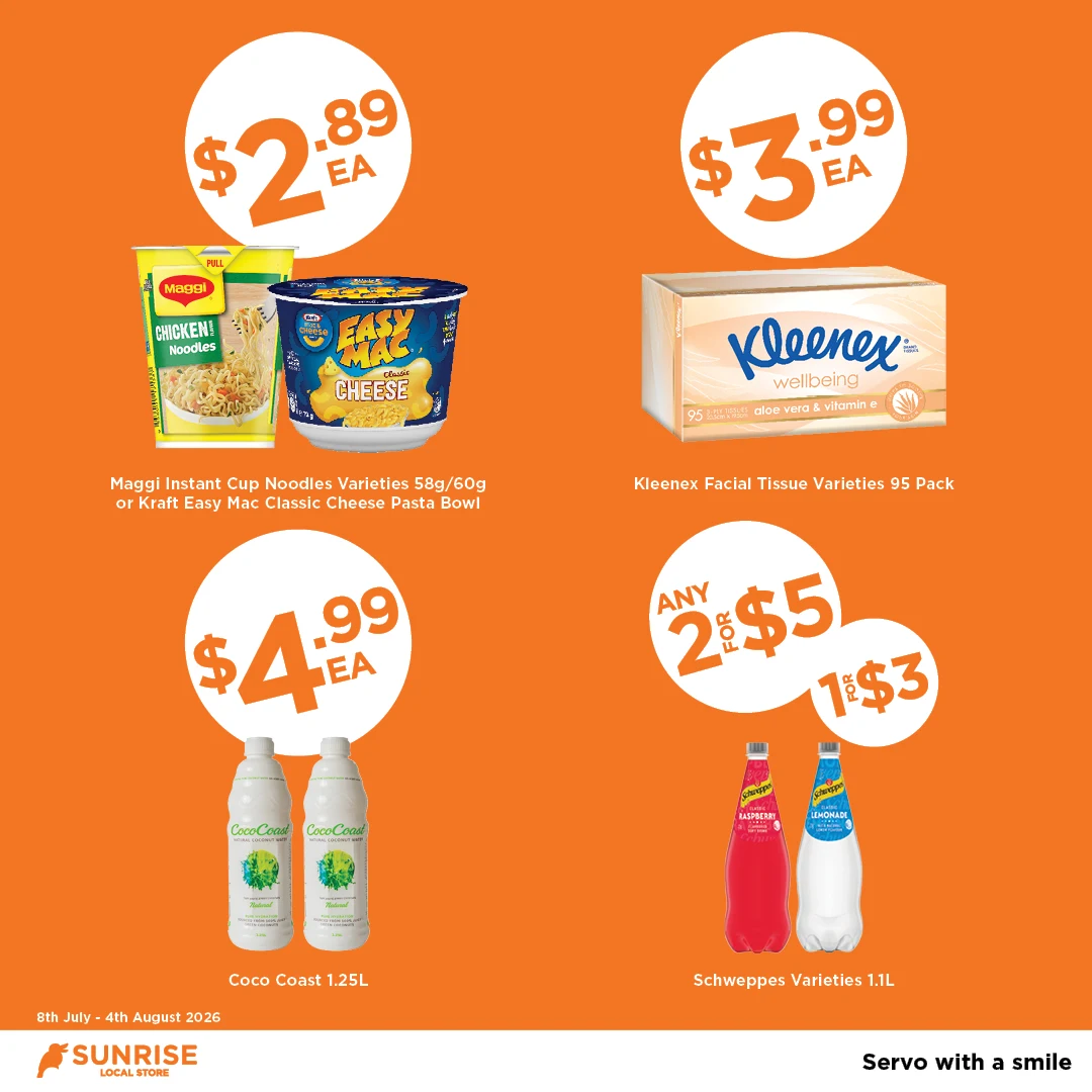 Multi deal maggi easymac kleenex coco coast schweppes Multi deal maggi easymac kleenex coco coast schweppes