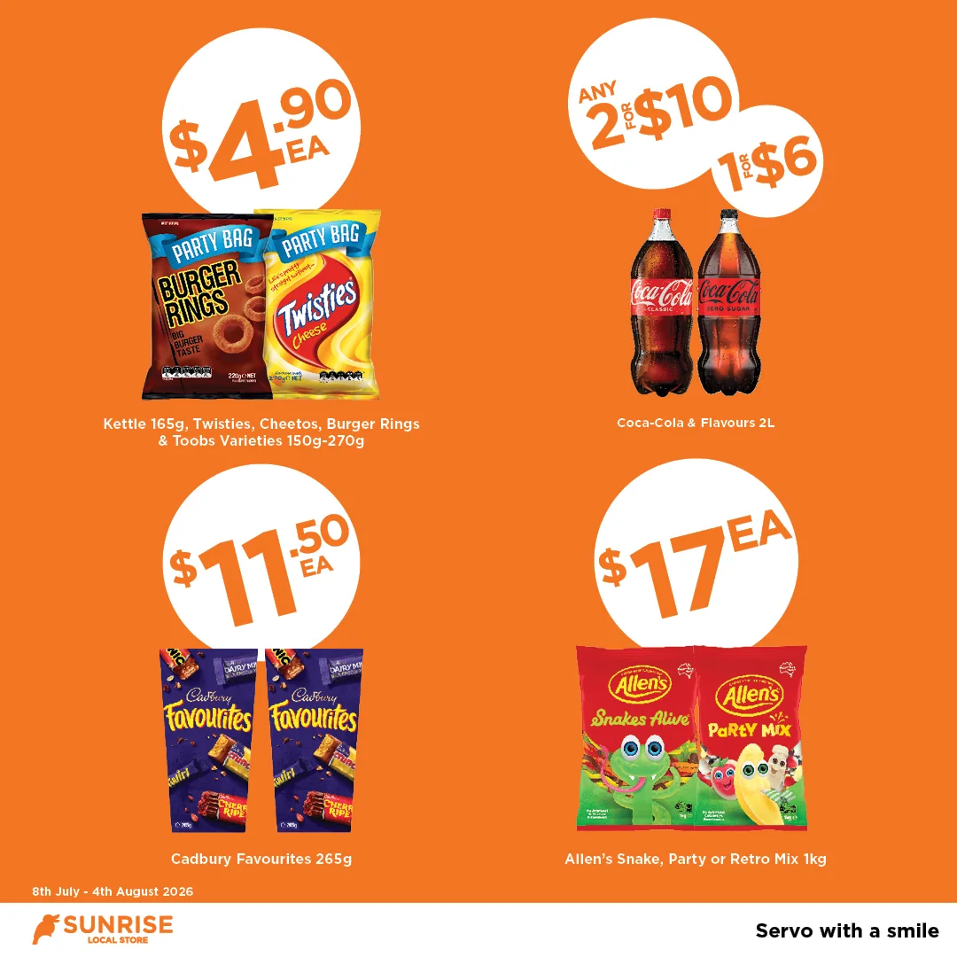 Multi deal party chips coke 2l cadbury allens Multi deal party chips coke 2l cadbury allens