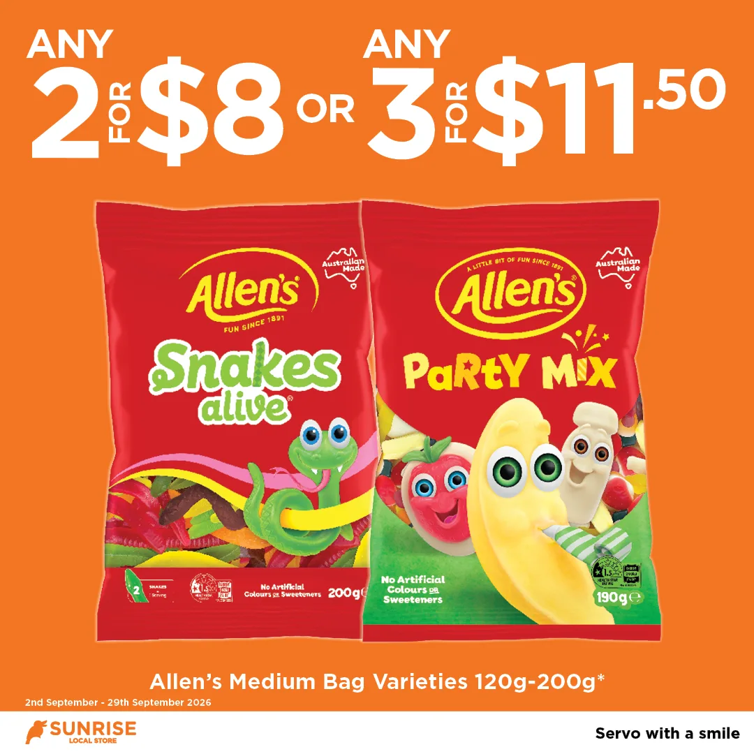 Allen's Medium Bag Varieties 120g-200g Allen's Medium Bag Varieties 120g-200g