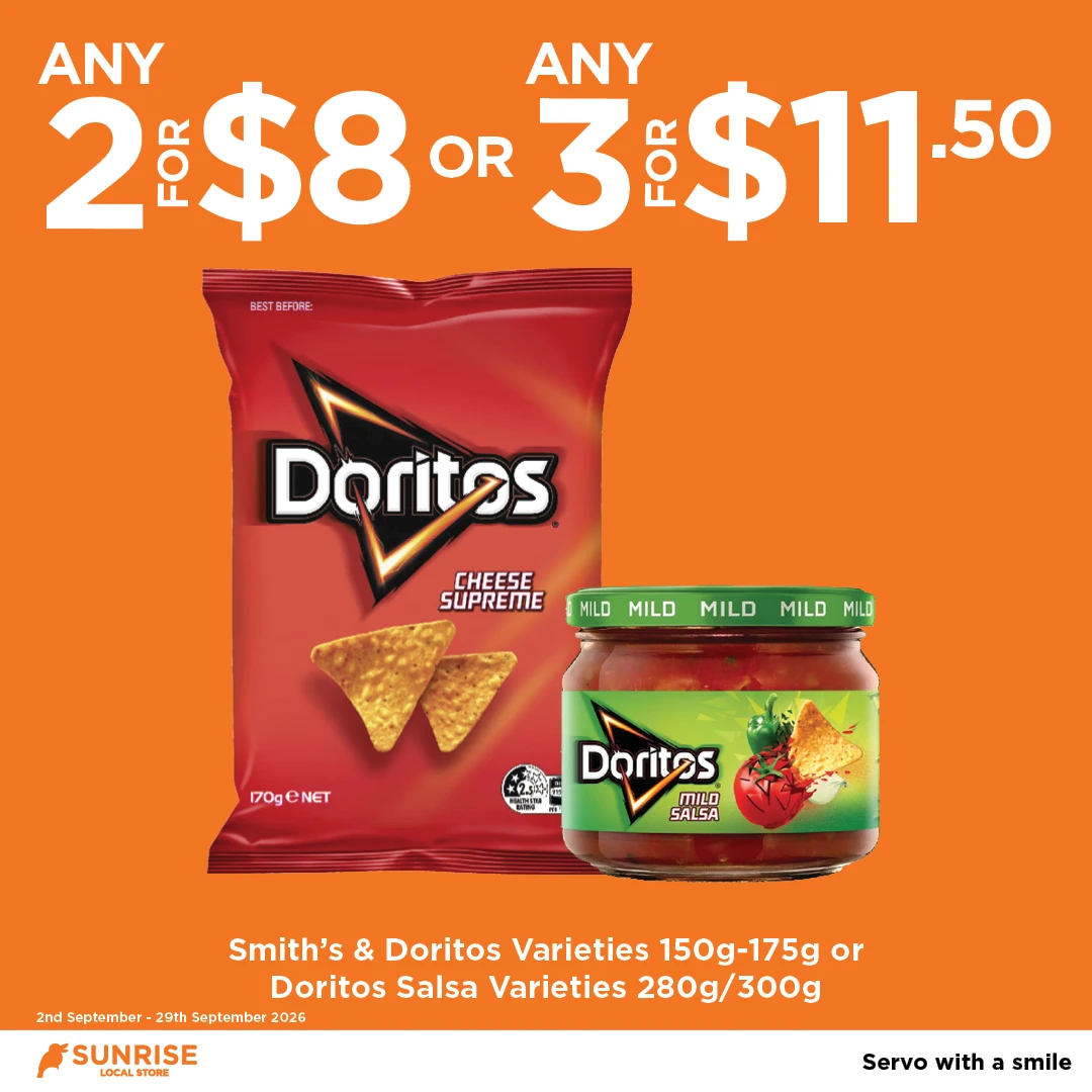 Smith's & Doritos Varieties 150g-175g or Doritos Salsa Varieties 280g 300g Smith's & Doritos Varieties 150g-175g or Doritos Salsa Varieties 280g 300g
